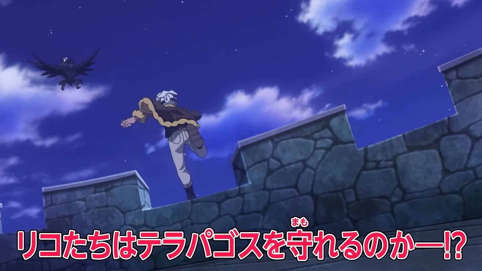 Friede chases after Amethio's Corviknight in Pokemon Horizons Episode 25. (Image via The Pokemon Company)